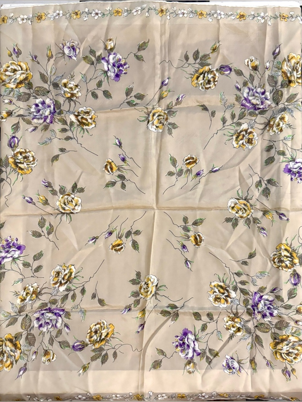 Beautiful Vintage Floral Silk Scarf